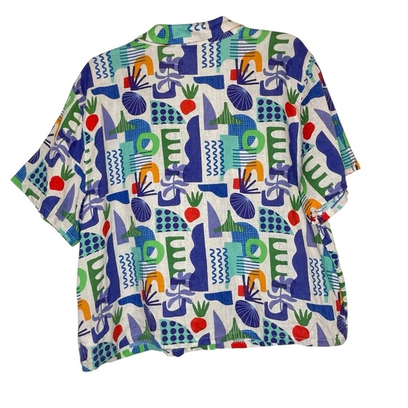 Artonomo Creatives Women’s Multicolor Shirt 100% Linen Button Down Shirt size XL - Picture 2 of 8